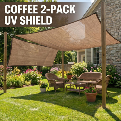 2 Pack Shade Cloth Black & Coffee Sun Shade Sail UV Block Outdoor Patio Garden Privacy Screen