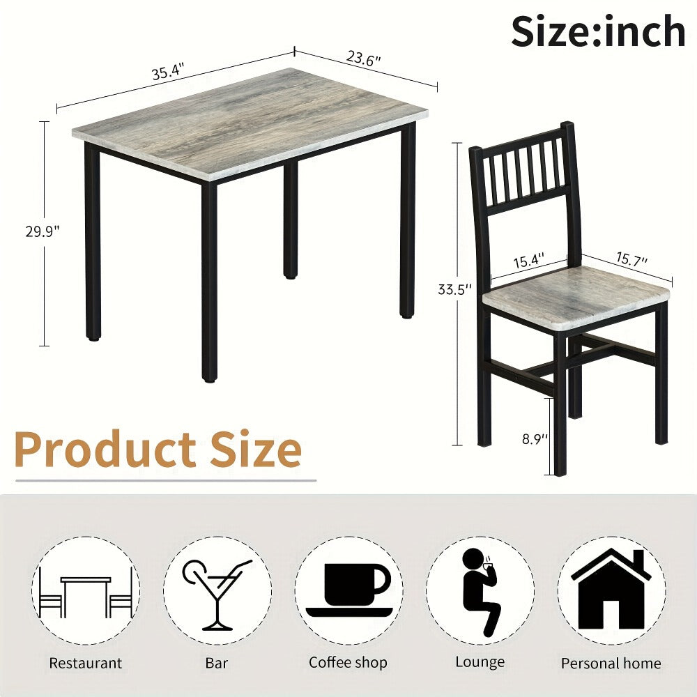 3-Piece Small Space Dining Table & Chair Set with Ladder Back Chairs – Compact Kitchen Table Set for Living Room, Bedroom & Apartment