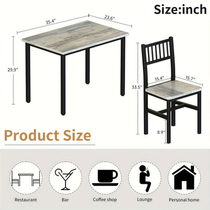 3-Piece Small Space Dining Table & Chair Set with Ladder Back Chairs – Compact Kitchen Table Set for Living Room, Bedroom & Apartment