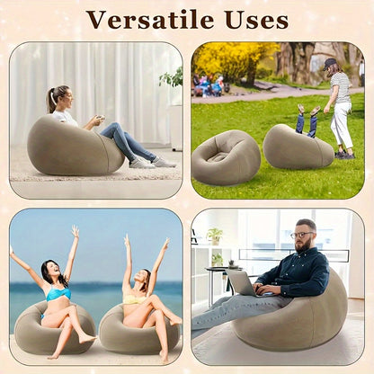 1pc Soft Comfortable Soybean Bag Chair, Inflatable Sofa Outdoor, Lazy, Tatami Chair, Sofa Cover, Living Room, Office, Outdoor Picnic Camping, Father'S Day