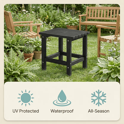 [Weather Resistant Side Table] Weather Resistant Oversized Outdoor Side Table | 19.68" Poly Lumber Adirondack Patio Side Table for Poolside, Garden, Christmas & Halloween
