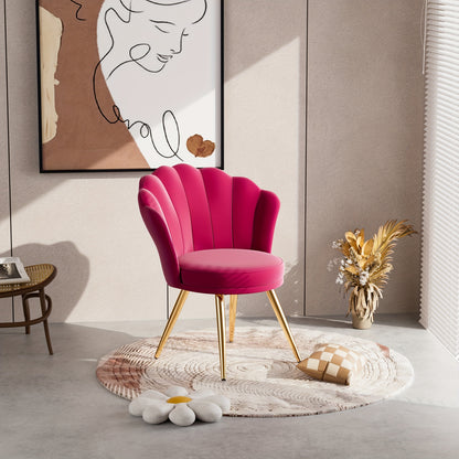 1 Velvet Dining Chair - Woven Upholstery, Golden Metal Legs, Modern Style, Suitable for Living Room, Dining Room, Kitchen, Comfortable Seating Solution