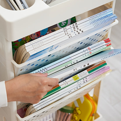 Mobile Multi-Tier Bookshelf Storage Unit for Organizing Student Materials Beside Desks at Home Or in Classrooms