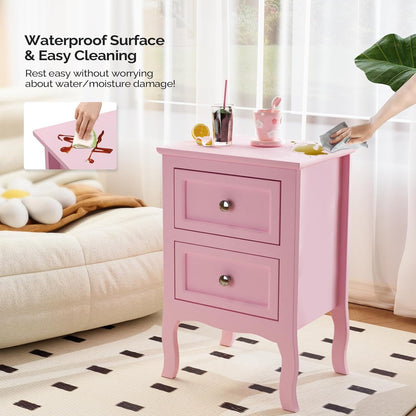 LEADZM 2pcs Country Style Nightstand, Wood Nightstands With 2 Drawers, Bed Side Table/ Night Stand For Bedroom, College Dorm, Living Room