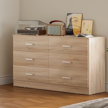 Dresser, 6 Drawer for Bedroom, Wood Chest of Drawers with Spacious Storage, Modern Closet shown in the main product view