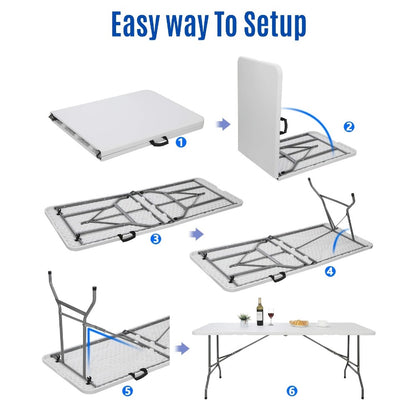 6-Foot Heavy-Duty Folding Table with Carry Handle for Work, Display, and Everyday Use detail image - detail view 11