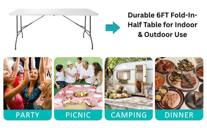 6-Foot Heavy-Duty Folding Table with Carry Handle for Work, Display, and Everyday Use detail image - detail view 19