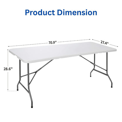 6-Foot Heavy-Duty Folding Table with Carry Handle for Work, Display, and Everyday Use detail image - detail view 3