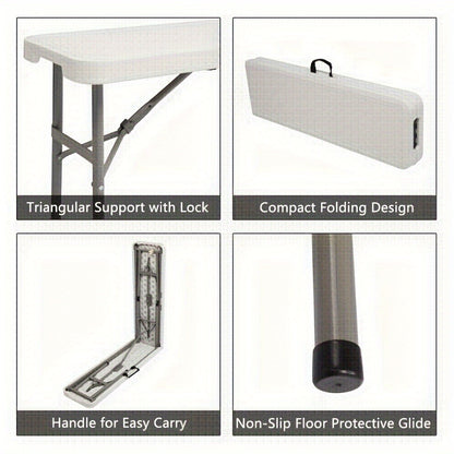 6-Foot Plastic Folding Bench with Multiple Color Options for Patio detail image - detail view 8
