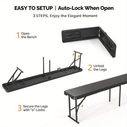 6-Foot Plastic Folding Bench with Tool-Free Assembly and Multiple Color Options detail image - detail view 11