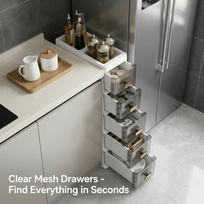 6-Layer Slim Bathroom Storage Cabinet with Storage Drawers for Organized Everyday Storage detail image - detail view 12