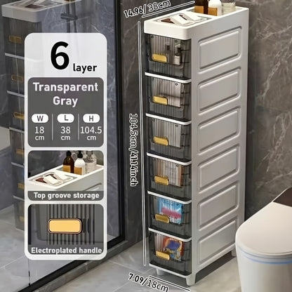 6-Layer Slim Bathroom Storage Cabinet with Storage Drawers for Organized Everyday Storage detail image - detail view 9