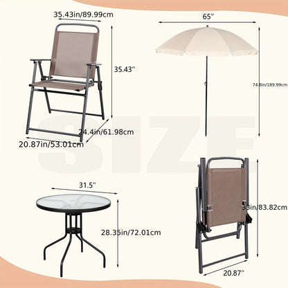 6-Piece Foldable Patio Dining Set with Multiple Color Options detail image - detail view 4