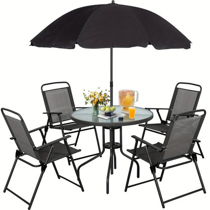 6-Piece Foldable Patio Dining Set with Multiple Color Options detail image - detail view 5