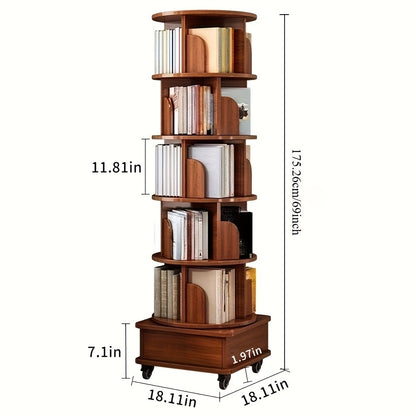 6-Tier 360° Rotating Bookshelf with Rolling Wheels and 360° Swivel for Entryway detail image - detail view 4