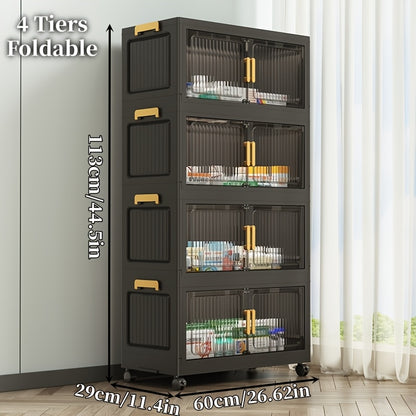 Medicine Cabinet shown in the 60cm/23.62" diameter, 4-tier (foldable + magnetic door + wheels*4) option