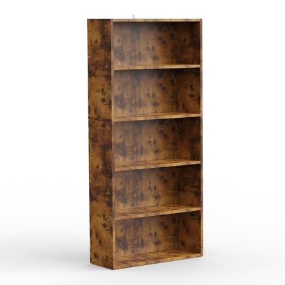 Bookshelf shown in the 1 Rust, 5-shelf option