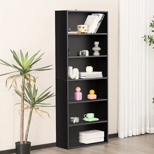 Bookshelf, 5/6-Tier Industrial Floor Standing Open Shelf - Modern Metal Frame Storage shown in the main product view