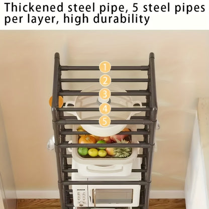 6-Tier Metal Storage Rack with Rolling Wheels and Adjustable Height detail image - detail view 8