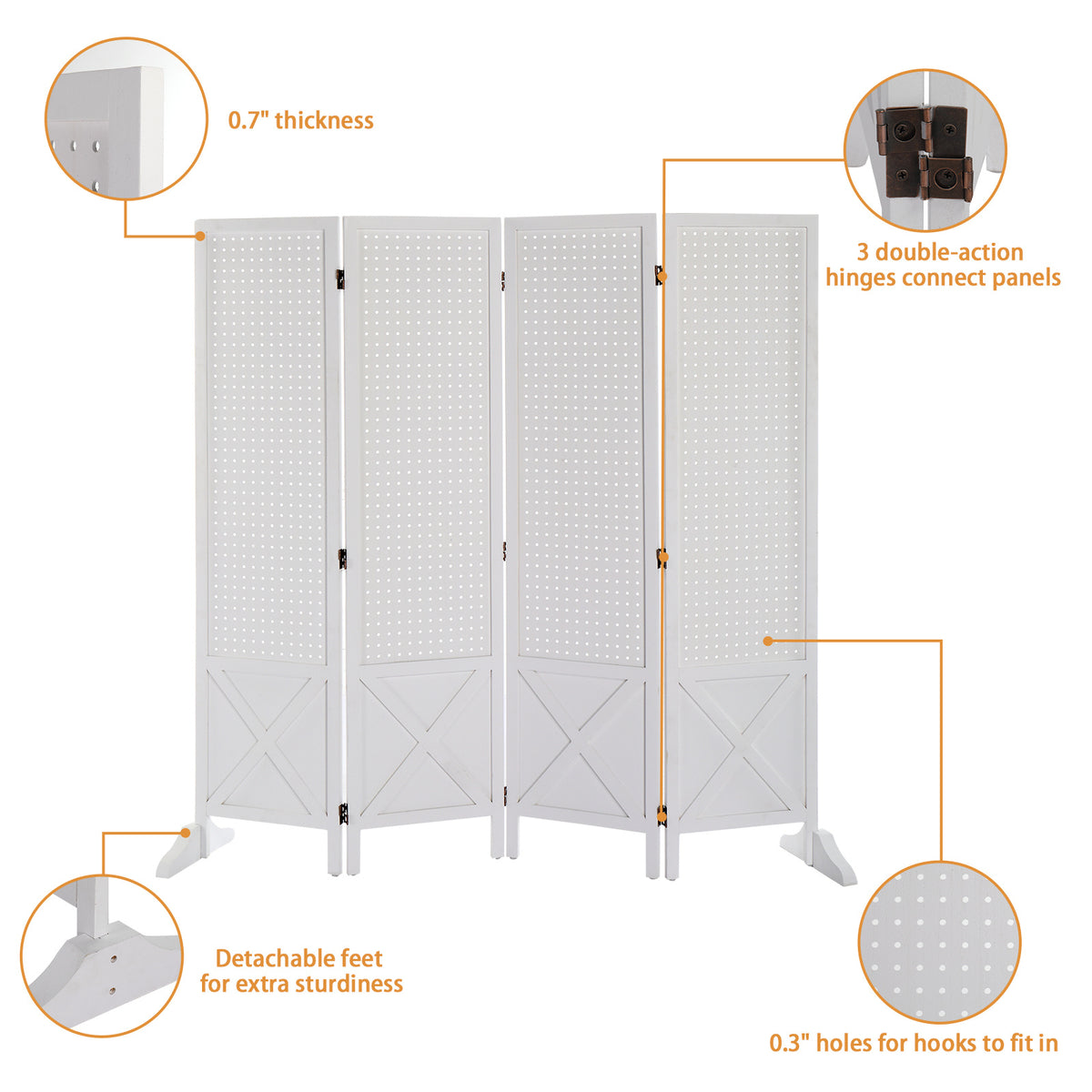 60-Inch Freestanding Room Divider for Privacy and Space Definition in Home Office detail image - detail view 14