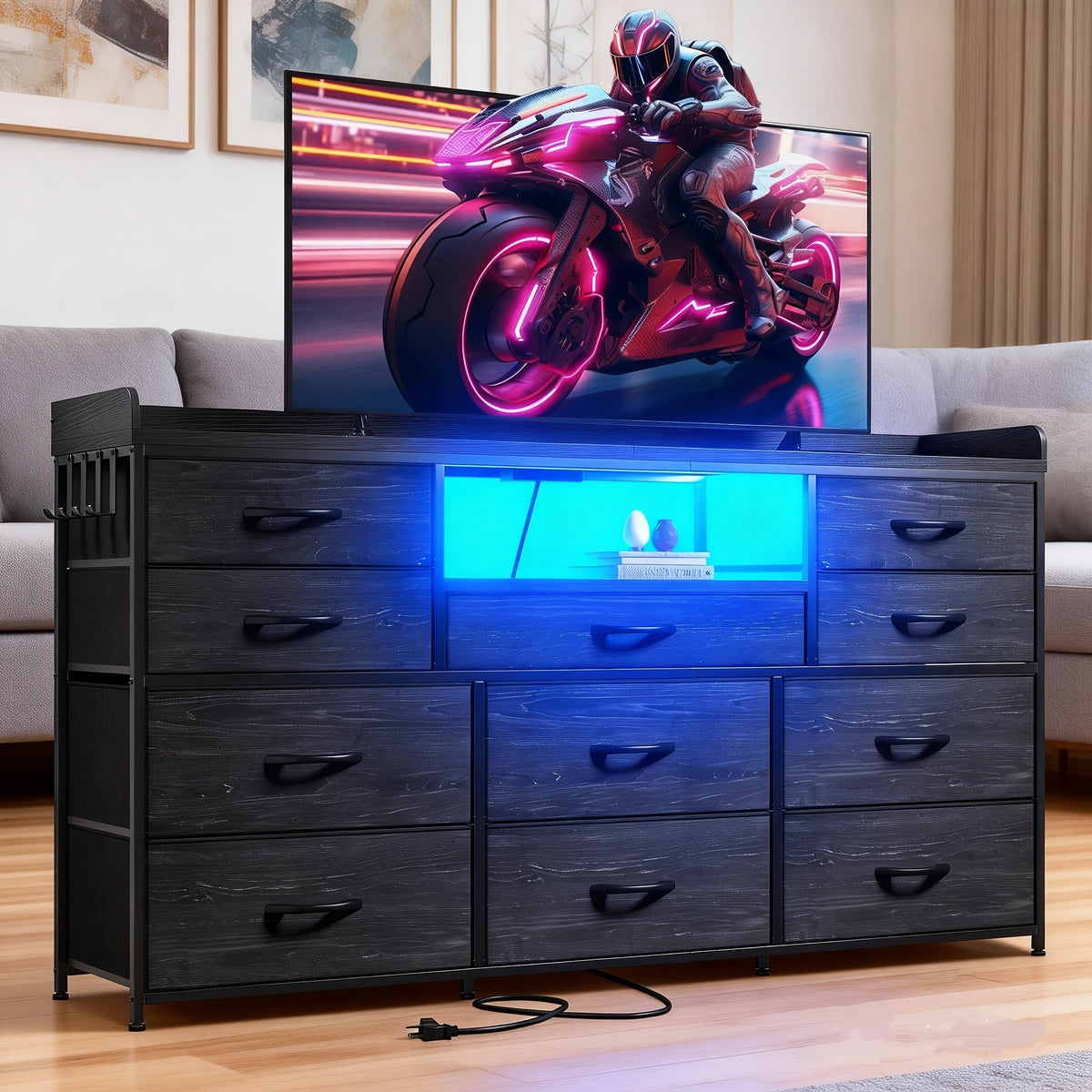 TV Stand shown in the Black option