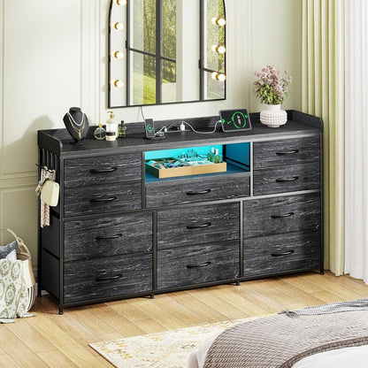 60-Inch TV Stand with LED Lighting, Entertainment Center for Living Room detail image - detail view 14