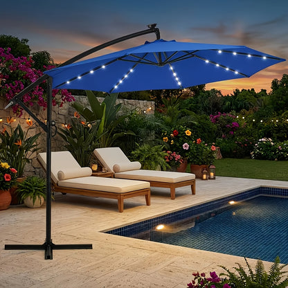 [Solar Fairy Umbrella Light] 1pc 104LED Solar Fairy Umbrella Light - Patio Umbrella Lamp with Stand & Base | 8 Modes Warm White Radiance Lighting for Garden & Poolside | Enchanted Twilight Illumination, (This Product Only Includes A Light String And Does