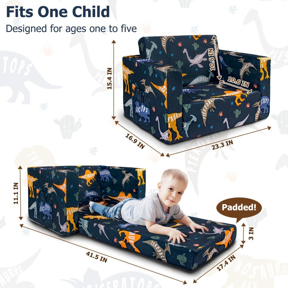 2-In-1 Kids Sofa, Fold-Out Soft Chair for Boys And Girls, Convertible Couch to Lounger, Ideal for Reading, Playing, And Living Room Decor
