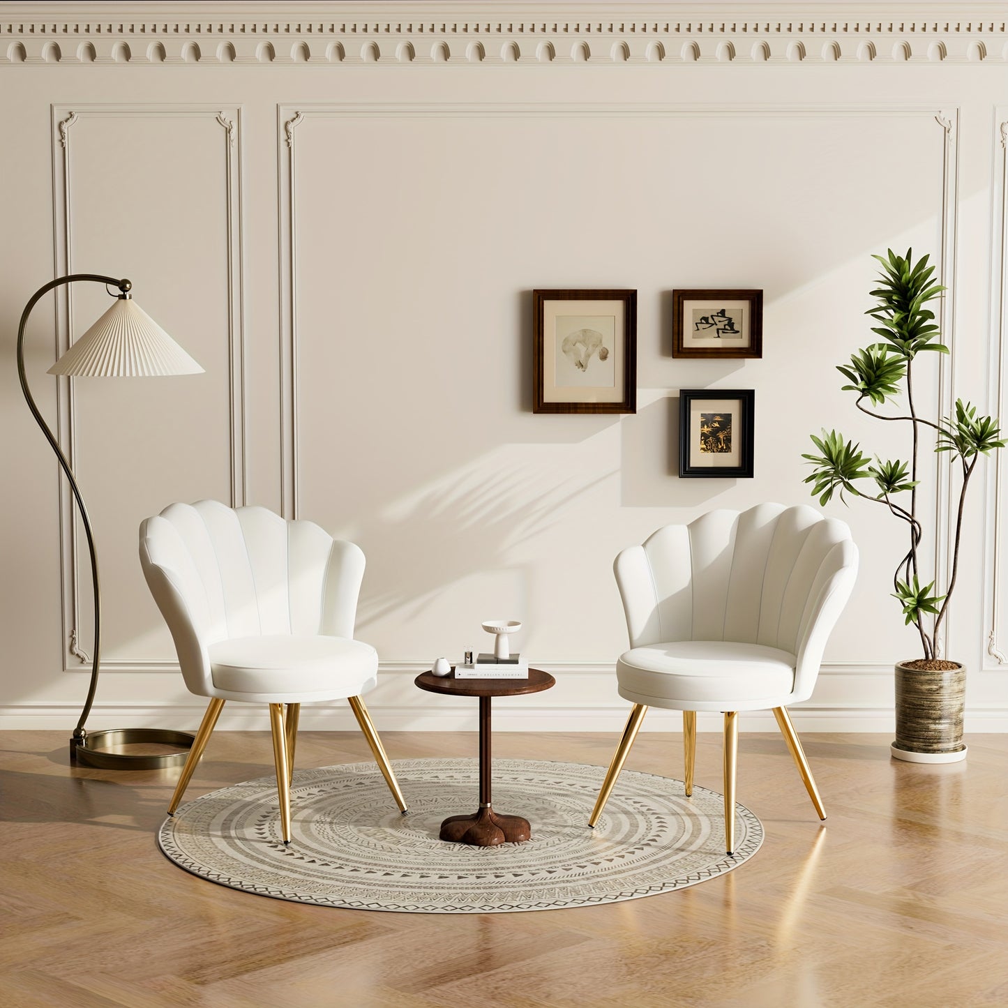 1 Velvet Dining Chair - Woven Upholstery, Golden Metal Legs, Modern Style, Suitable for Living Room, Dining Room, Kitchen, Comfortable Seating Solution
