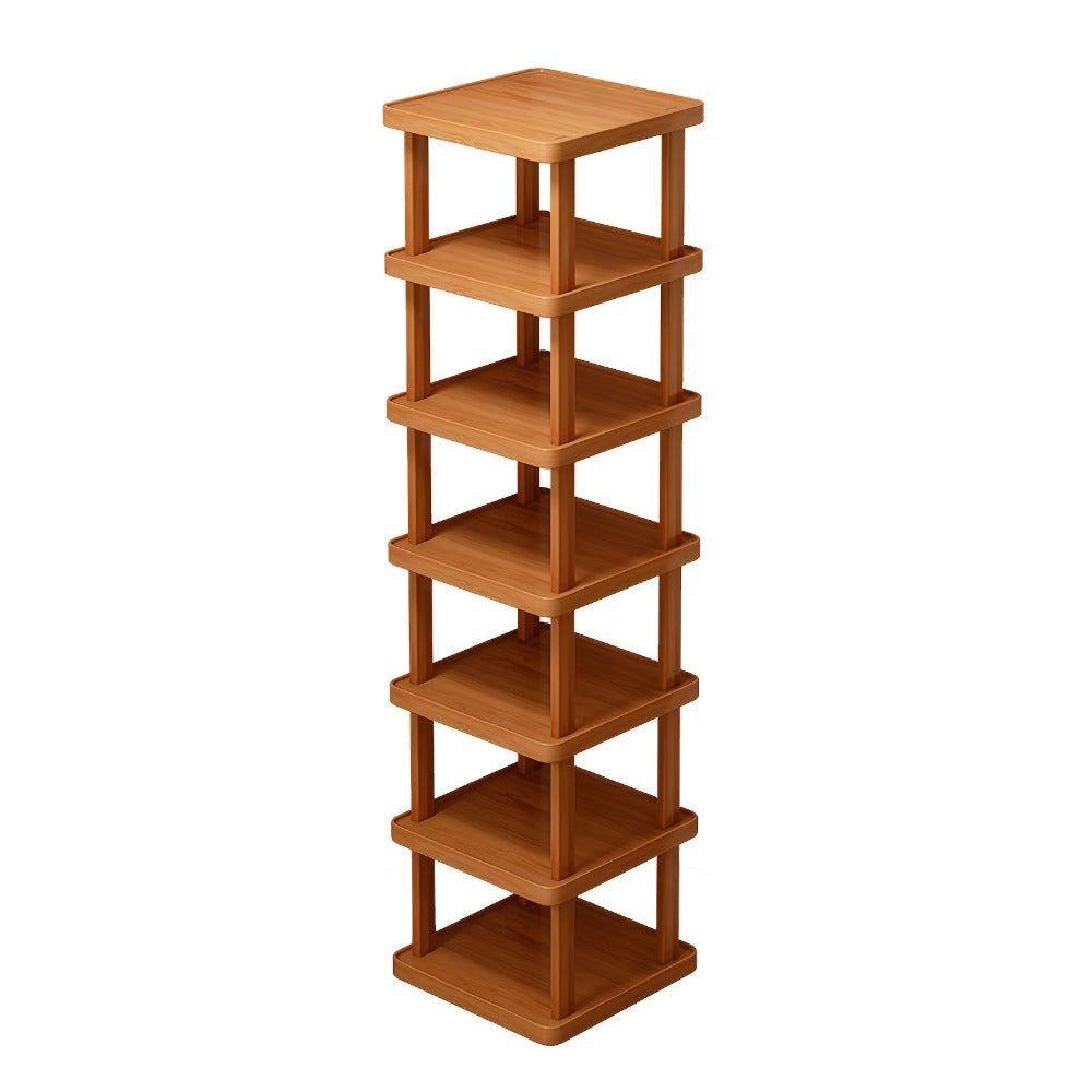 Stackable Bamboo Shoe Rack 3/6/9 Tier – Slim Vertical Shoe Organizer for Entryway, Closet, Corner & Doorway, Modular Space-Saving Shoe Shelf