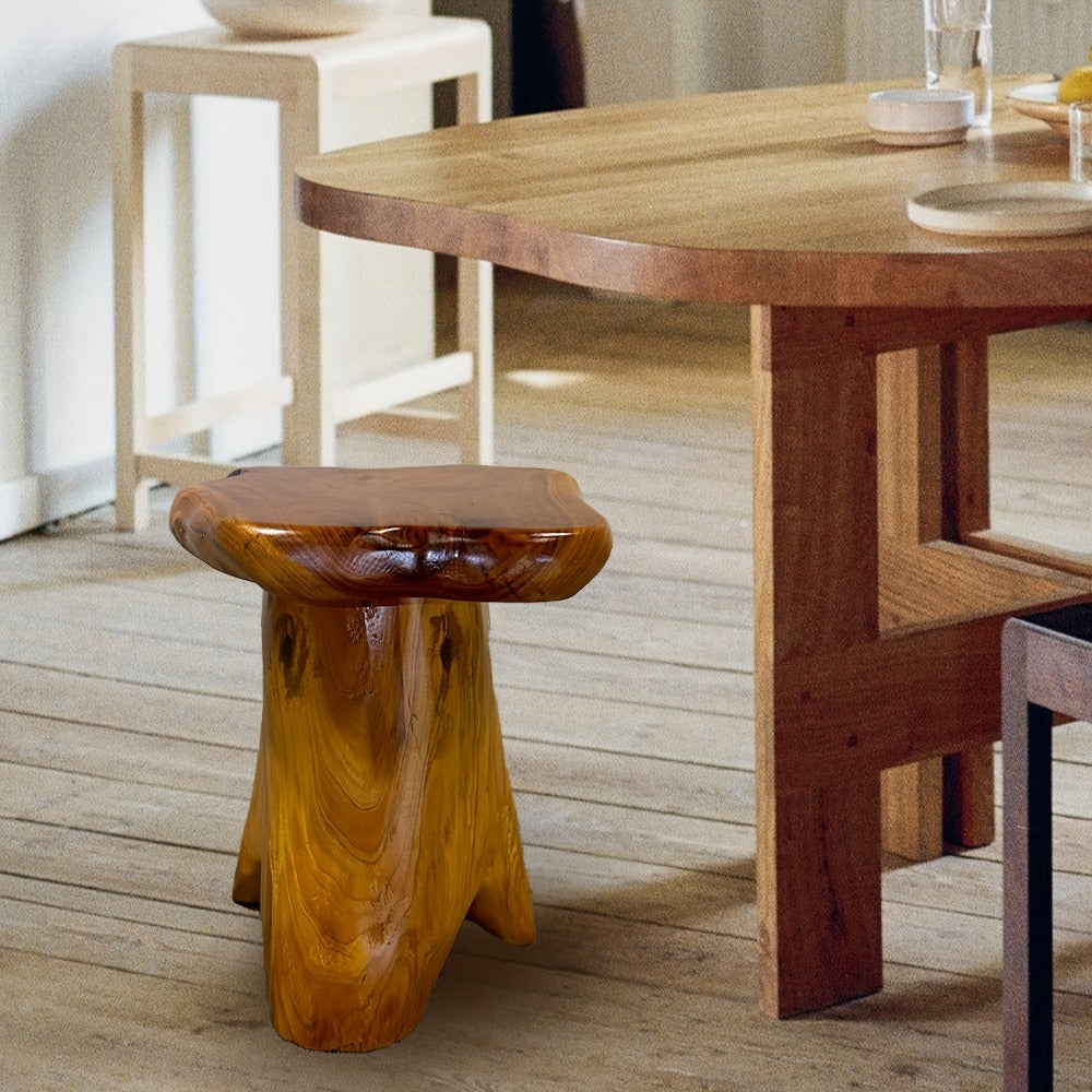 Natural Edge Cedar Wood Tree Stump Stool & Side Table – Solid Fir Wood Mushroom End Table for Indoor & Outdoor, Garden, Living Room, Bedroom, Restaurant, 280 LB Capacity, Rustic Boho Decor