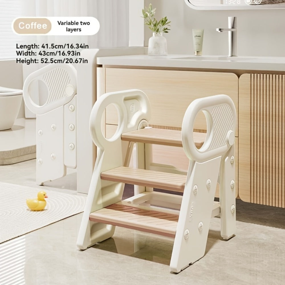 Kids Step Stool for Bathroom Sink Kitchen Counter, Adjustable 3 Step Stool for Toddler Toilet Potty Training Toilet Stool with Handles, Non-Slip Kids Step Ladder Learning Helper Tower