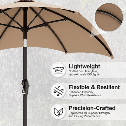Outdoor Patio Umbrella, Heavy Duty 7.5ft Windproof Market Umbrella with UV Block Canopy, 6 Flexible Fiberglass Ribs, Smooth Crank for Backyard, Beach & Pool, Base Sold Separately