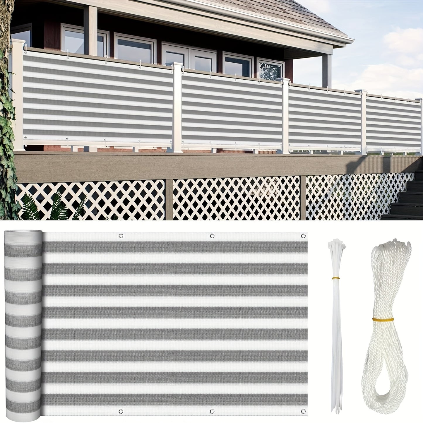 3*16ft, Balcony Privacy Screen Fence Cover Net, Fencing Mesh Shade Net, Windproof Sun Shade, Outdoor Protection Fencing Net, Balcony Mesh Net for Patio, Fence, Backyard, Porch(Black Brown Green Gray Sand White Blue)
