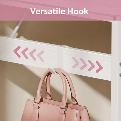 Reversible L Shaped Vanity Desk with 4 Drawers, Small White Computer Desk & Vanity Table with Storage, Study Desk with Hook, Corner Desk for Home Office
