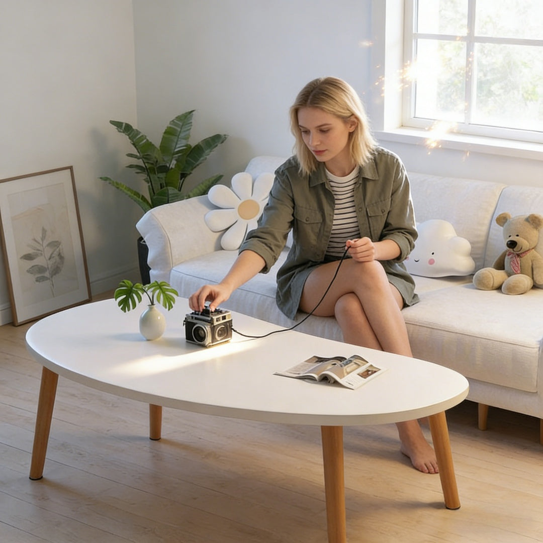Modern Minimalist Solid Wood Coffee Table - Natural Wood Grain Stylish Tea Table for Living Room Small Apartments Versatile Decor Coffee Table Gift