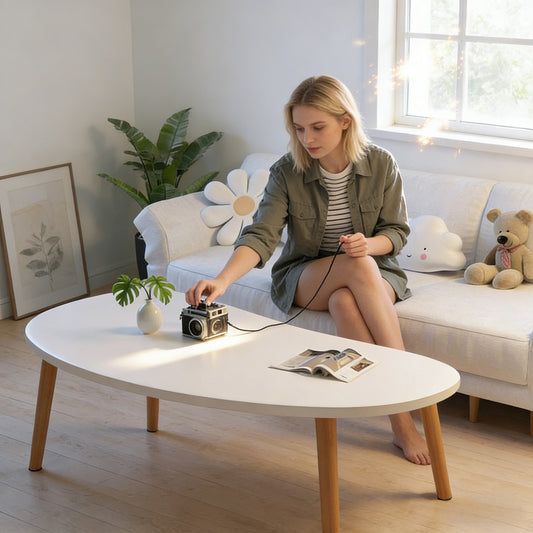 Modern Minimalist Solid Wood Coffee Table - Natural Wood Grain Stylish Tea Table for Living Room Small Apartments Versatile Decor Coffee Table Gift