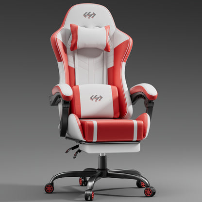 Chair Designed for Gaming Featuring Pocket Spring Cushioning, Suitable for Video Games, Ergonomic with Massage Lumbar Support for Adults, And a Swivel Faux Leather Office Chair