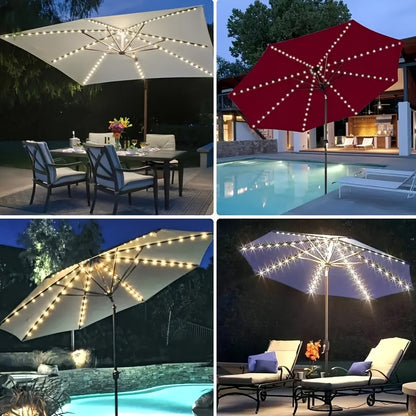 1pc, 116 LED Patio Umbrella Light With Remote Control, Brightness Adjustable, Timed Light With Remote Control, Battery-Powered, Brightness Pole Cordless Lights For 8 Lighting Modes, For Tent Camping Outdoor Garden Beach Party Holiday Christmas Decor