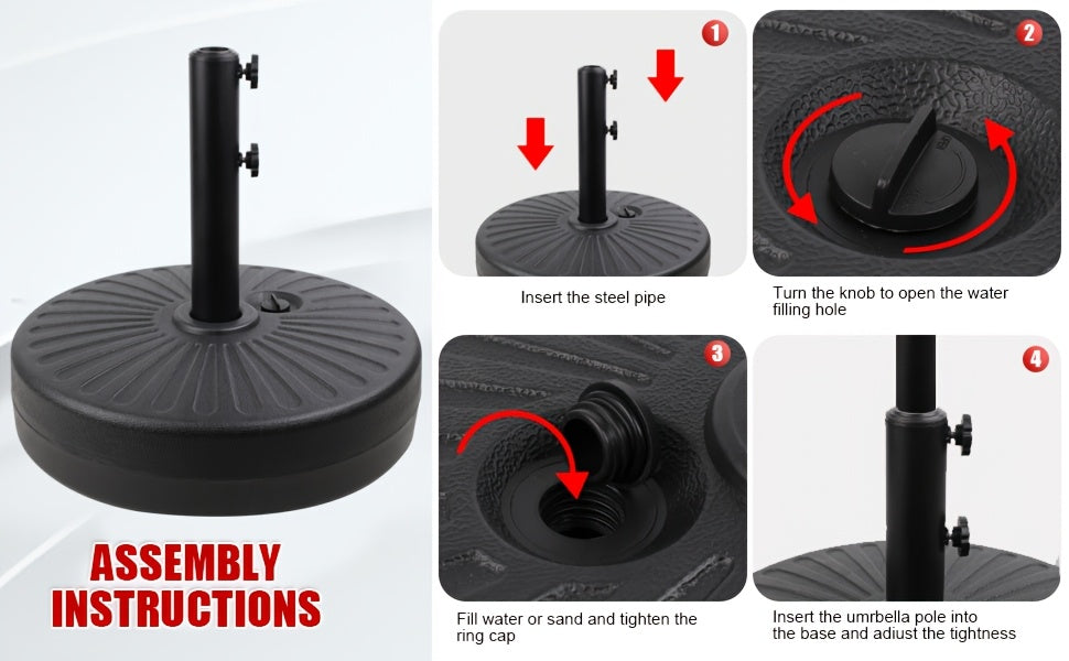 [Durable Round Umbrella Base] Durable Fillable Round Patio Umbrella Base, Free-Standing Patio Umbrella Round Base for Outdoor, Lawn, Backyard, Garden