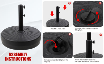 [Durable Round Umbrella Base] Durable Fillable Round Patio Umbrella Base, Free-Standing Patio Umbrella Round Base for Outdoor, Lawn, Backyard, Garden