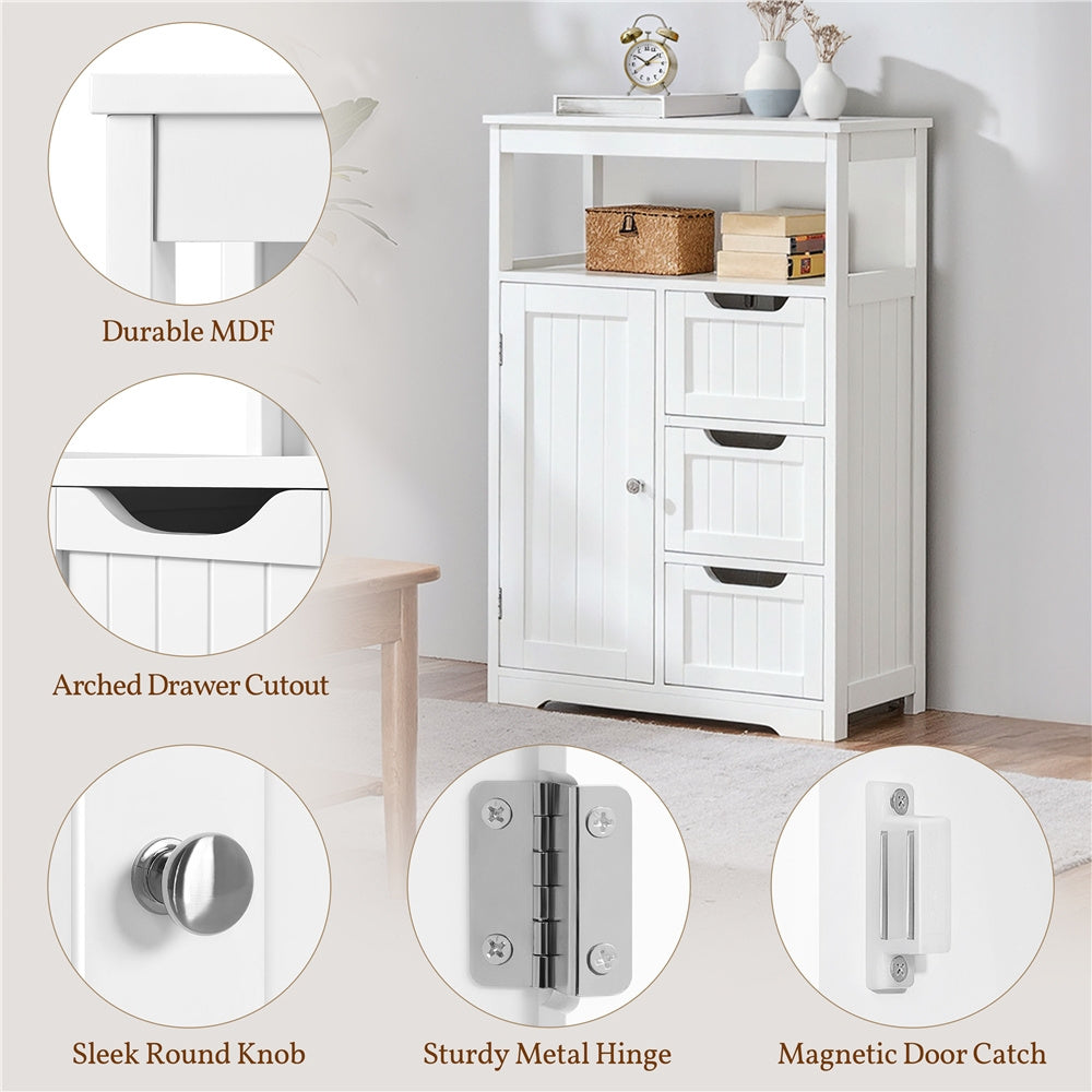 Costoffs Bathroom Storage Cabinet with Drawers, Moisture-Resistant Modern Cabinet Organizer with Multiple Tiers Shelves Storage, Easy-Clean Surface Bathroom Cabinet for Bathroom Living Room