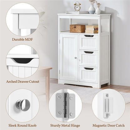 Costoffs Bathroom Storage Cabinet with Drawers, Moisture-Resistant Modern Cabinet Organizer with Multiple Tiers Shelves Storage, Easy-Clean Surface Bathroom Cabinet for Bathroom Living Room