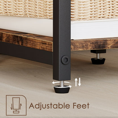 Rustic 2-Tier Side Table Set of 2 – Brown & Black Small End Table with Storage Shelves, Sofa Table Nightstand for Living Room Bedroom Office