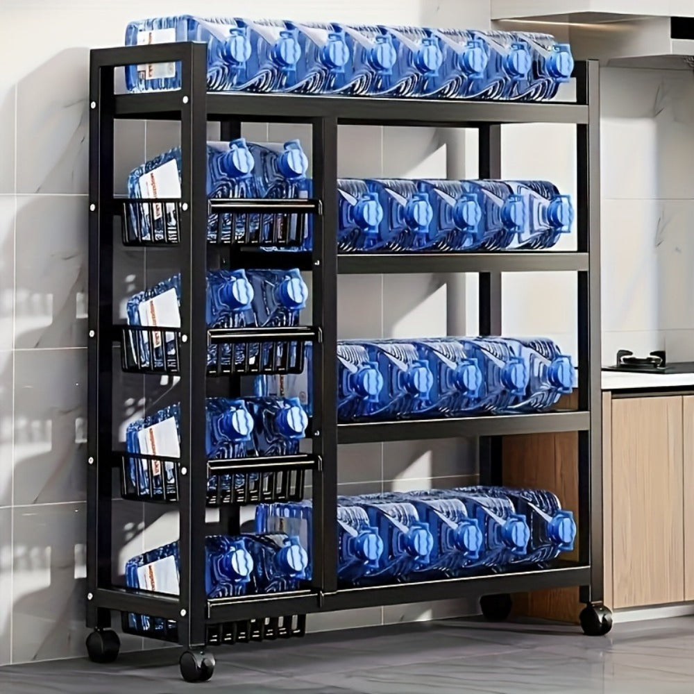 Rolling Baker's Rack with Mesh Baskets & Adjustable Shelves – Metal Frame Kitchen Storage Shelf on Wheels for Kitchen, Bathroom, Living Room & Office