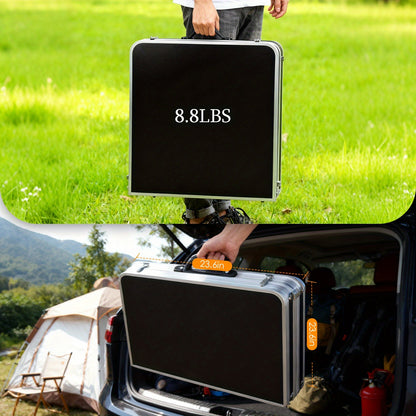 4 FEET/ 6FEET Plastic Barbecue Folding Table, Rectangular Center-Folding Portable Table with Carrying Handle - White