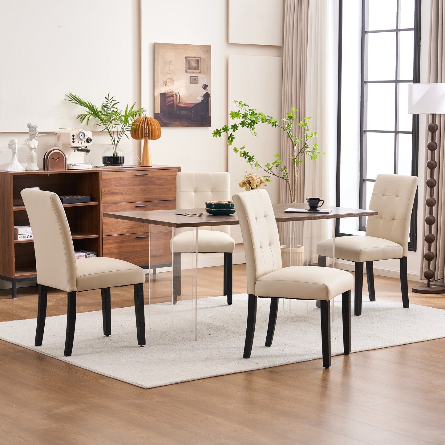 Set of 2 Faux PU Leather Upholstered Dining Chairs for Home Kitchen Living Room- Dining Room Chairs Dining Side Chairs