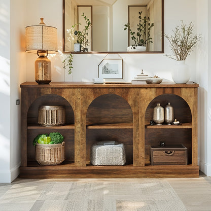 Console Table, 63 Inch Industrial Stain-Resistant Engineered Wood - Long Sofa Table Behind shown in the main product view
