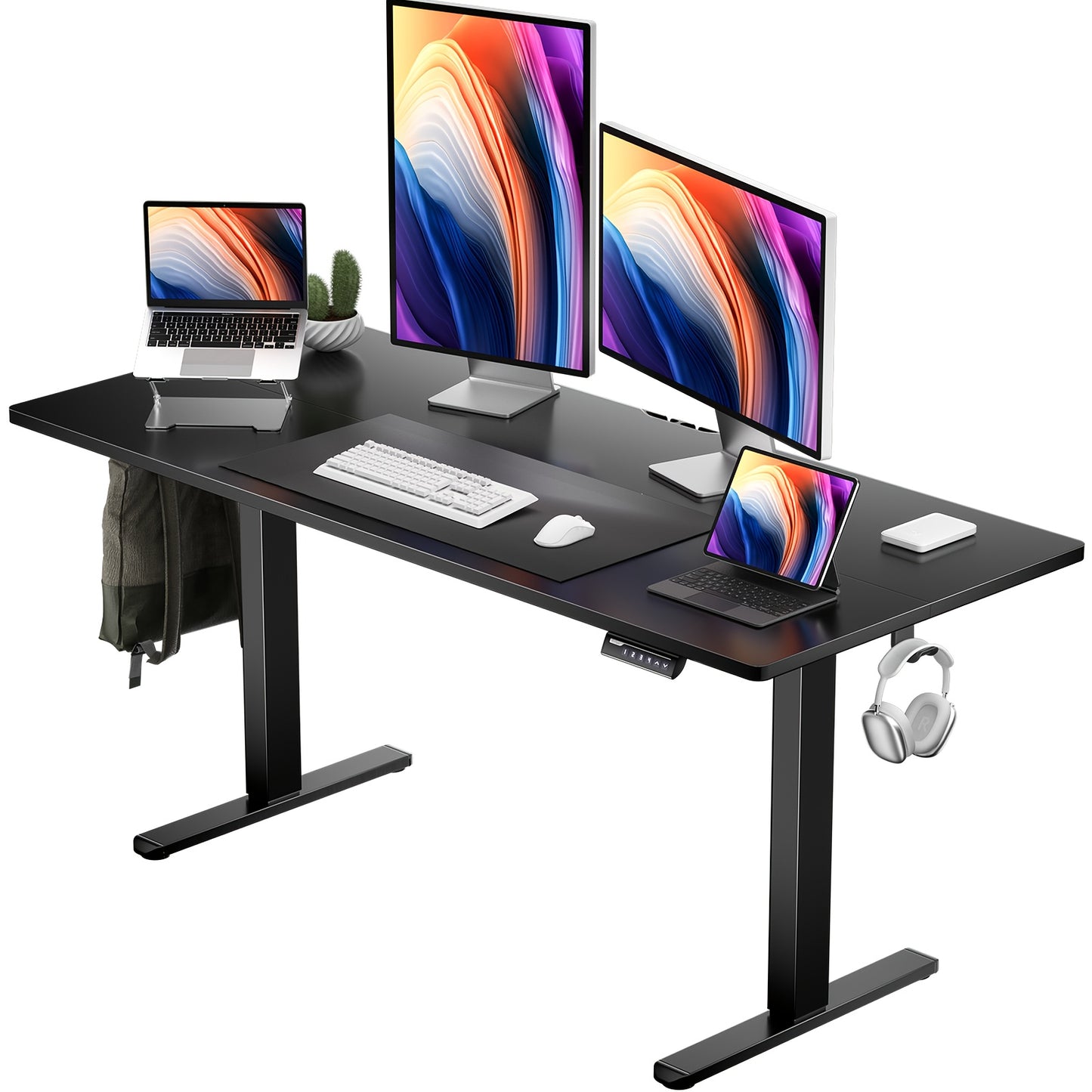 Standing Desk shown in the 55*28 Black option