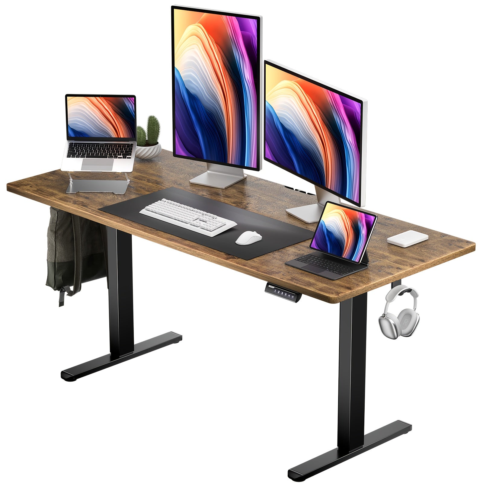 Standing Desk shown in the 63*28 Brown option